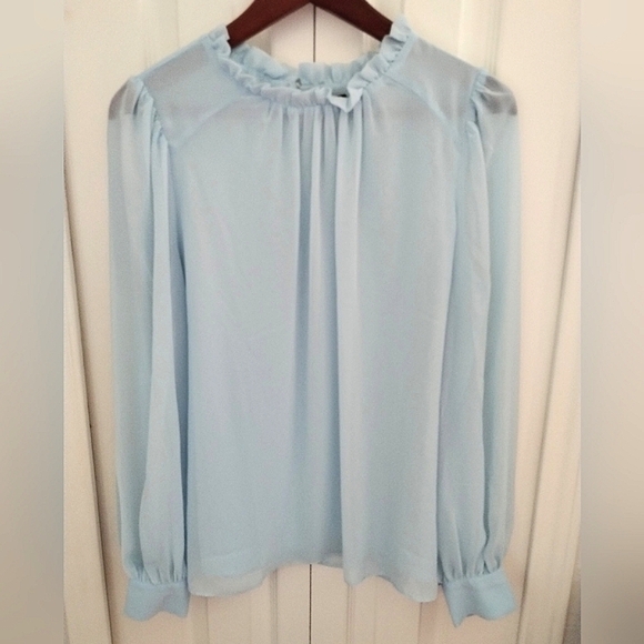 NWT Blue chiffon blouse - Picture 4 of 9
